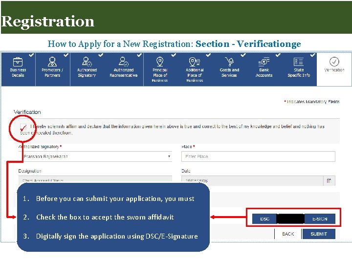 Registration for Taxpayers Registration How to Apply for a New Registration: Section - Verificationge