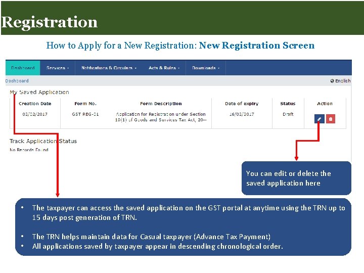 Registration for Taxpayers Registration How to Apply for a New Registration: New Registration Screen
