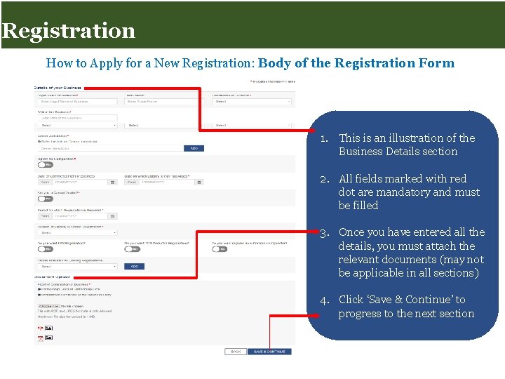 Registration for Taxpayers Registration How to Apply for a New Registration: Body of the