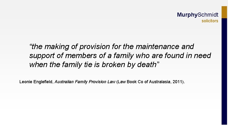 Murphy. Schmidt solicitors “the making of provision for the maintenance and support of members