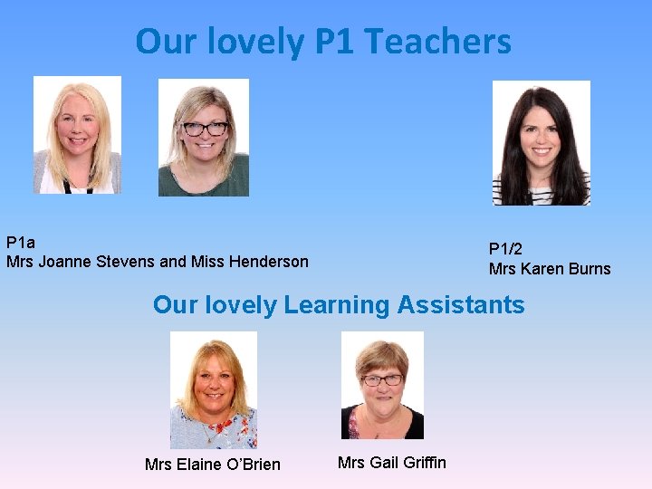 Our lovely P 1 Teachers P 1 a Mrs Joanne Stevens and Miss Henderson