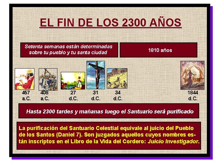 EL FIN DE LOS 2300 AÑOS Setenta semanas están determinadas sobre tu pueblo y