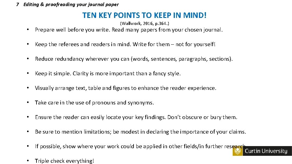 7 Editing & proofreading your journal paper TEN KEY POINTS TO KEEP IN MIND!