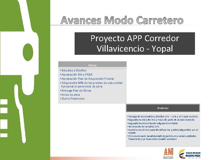 Proyecto APP Corredor Villavicencio - Yopal Metas • Estudios y Diseños • Aprobación EIA