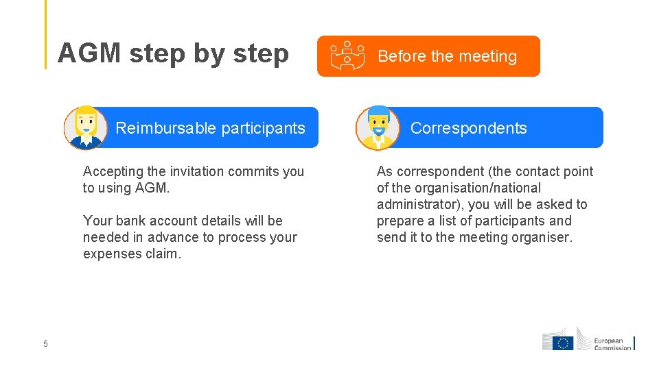 AGM step by step Reimbursable participants Accepting the invitation commits you to using AGM.