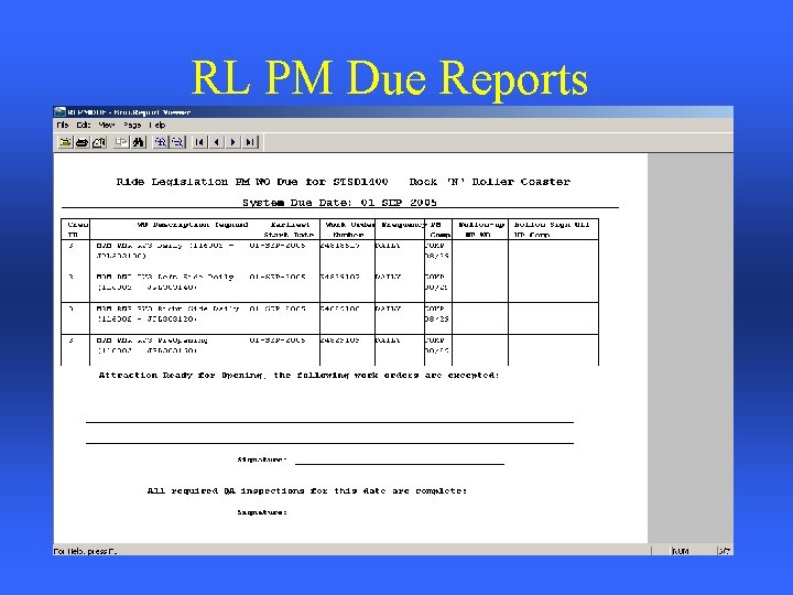 RL PM Due Reports 