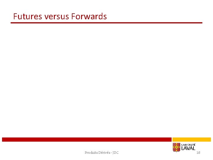 Futures versus Forwards Produits Dérivés - JDC 18 