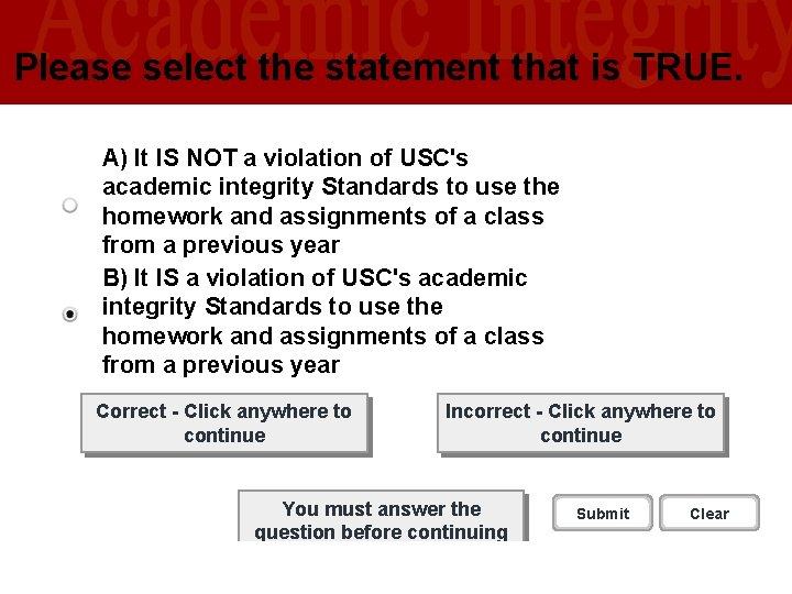 Please select the statement that is TRUE. A) It IS NOT a violation of Please select the statement that is TRUE. A) It IS NOT a violation of