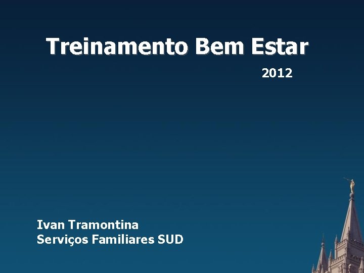 Treinamento Bem Estar 2012 Ivan Tramontina Serviços Familiares SUD 