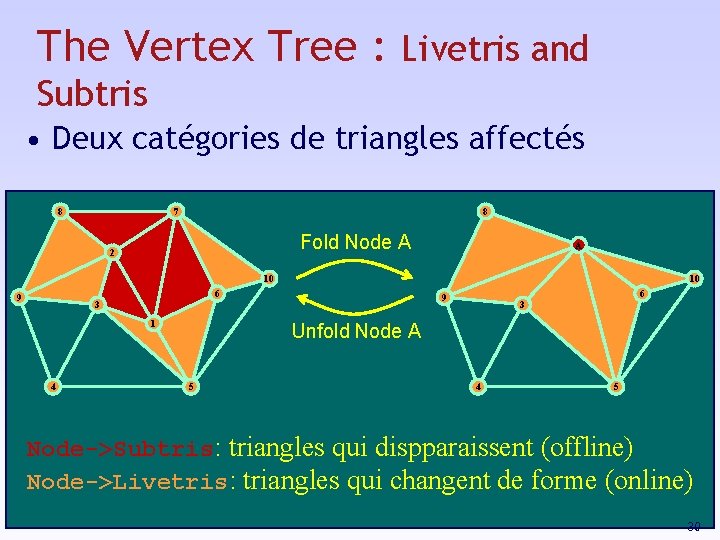 The Vertex Tree : Livetris and Subtris • Deux catégories de triangles affectés 8