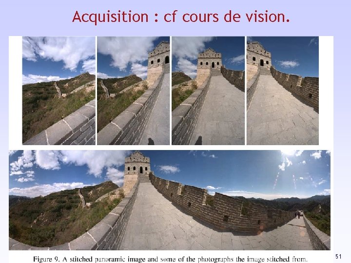 Acquisition : cf cours de vision. 51 