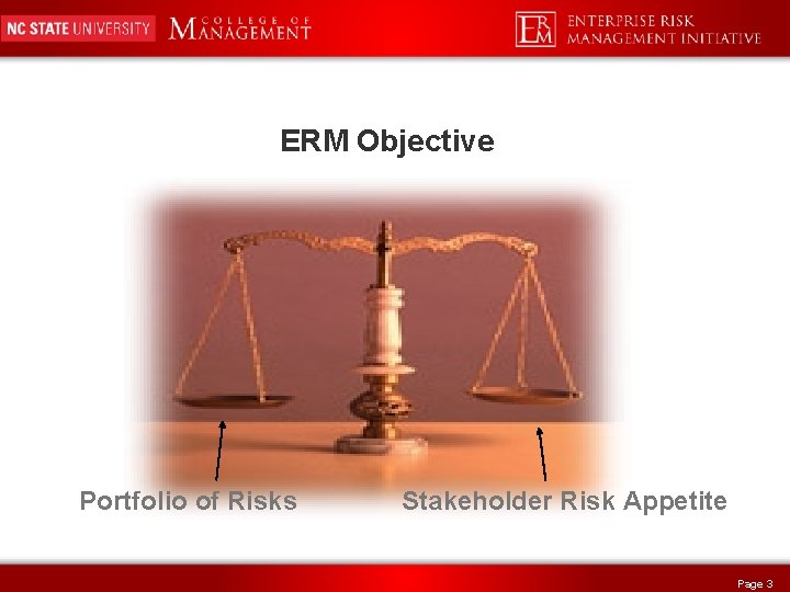 ERM Objective Portfolio of Risks Stakeholder Risk Appetite Page 3 