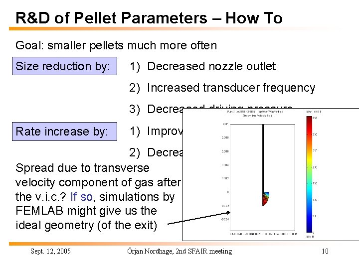 R&D of Pellet Parameters – How To Goal: smaller pellets much more often Size
