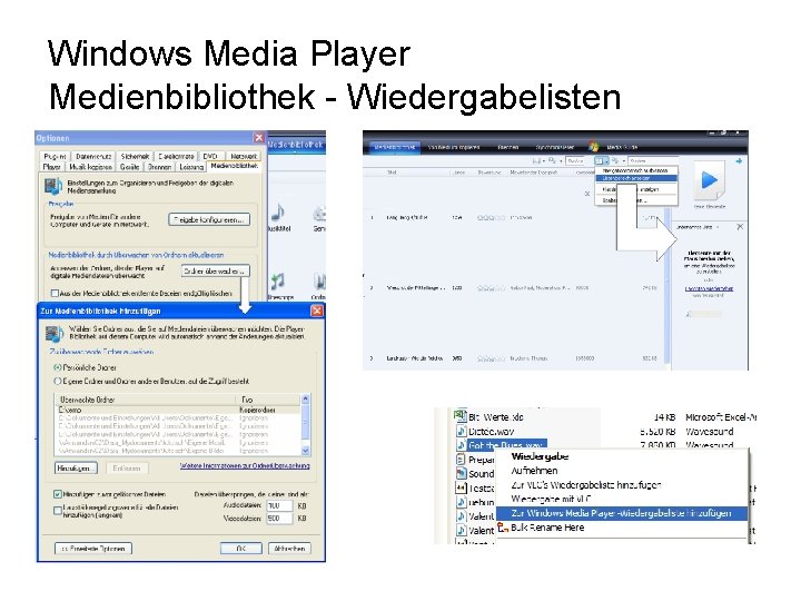 Windows Media Player Medienbibliothek - Wiedergabelisten 