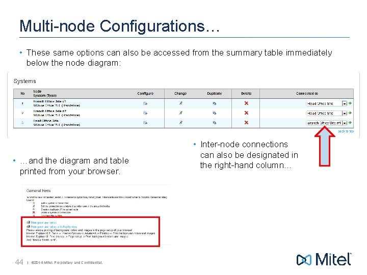 Multi-node Configurations… • These same options can also be accessed from the summary table