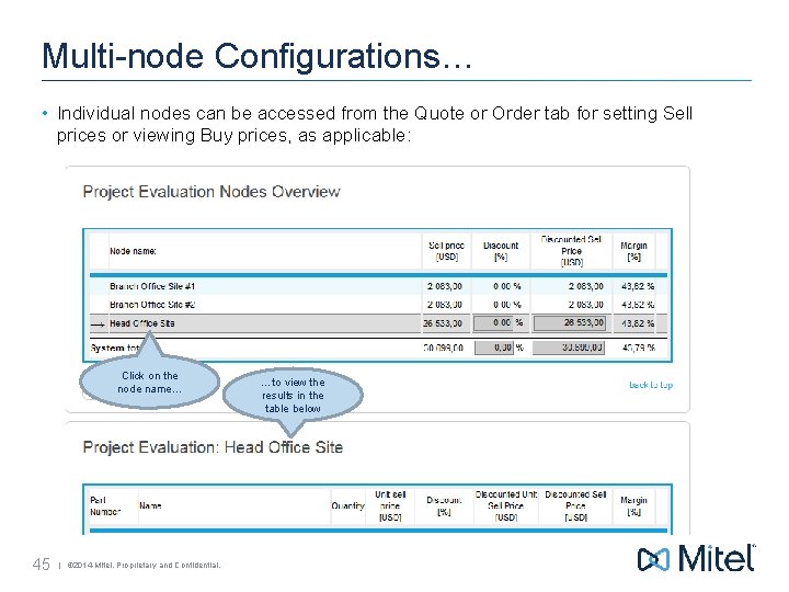 Multi-node Configurations… • Individual nodes can be accessed from the Quote or Order tab