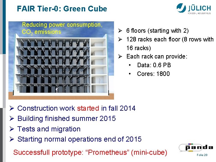 FAIR Tier-0: Green Cube Reducing power consumption, CO 2 emissions Ø Ø Ø 6