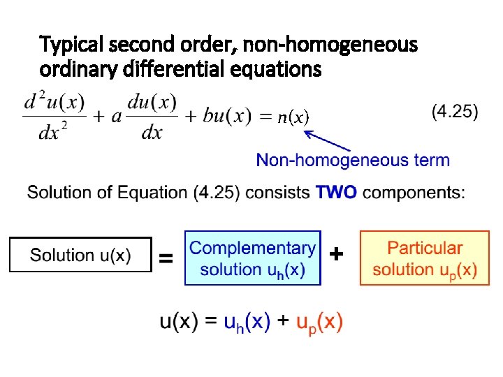 Typical second order, non-homogeneous ordinary differential equations n(x) 