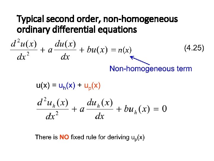 Typical second order, non-homogeneous ordinary differential equations n(x) 