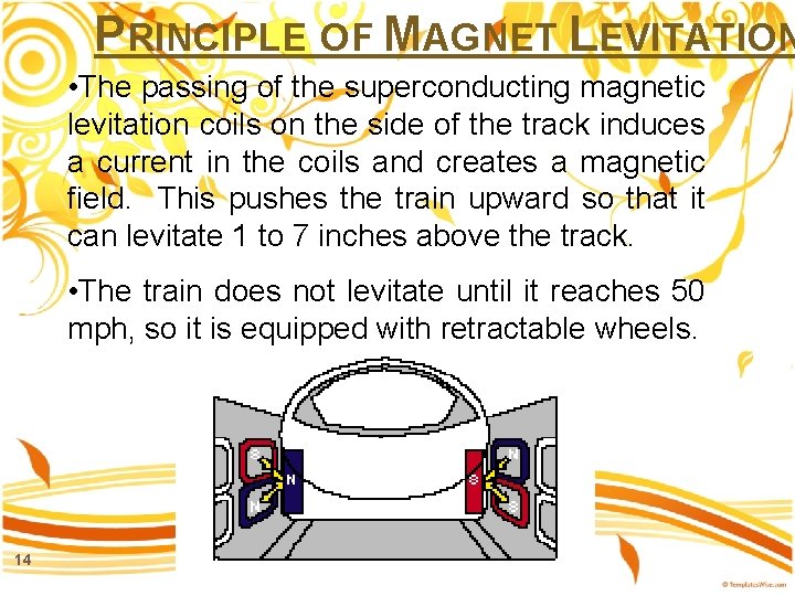 PRINCIPLE OF MAGNET LEVITATION • The passing of the superconducting magnetic levitation coils on