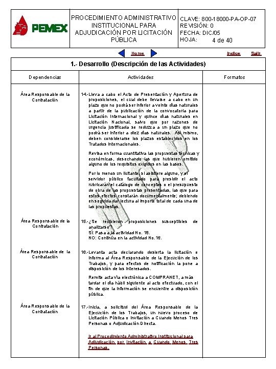 PROCEDIMIENTO ADMINISTRATIVO CLAVE: 800 -18000 -PA-OP-07 PROCEDIMIENTO ADMINISTRATIVO INSTITUCIONAL PARA REVISIÓN: 0 PARA PLANEACIÓN