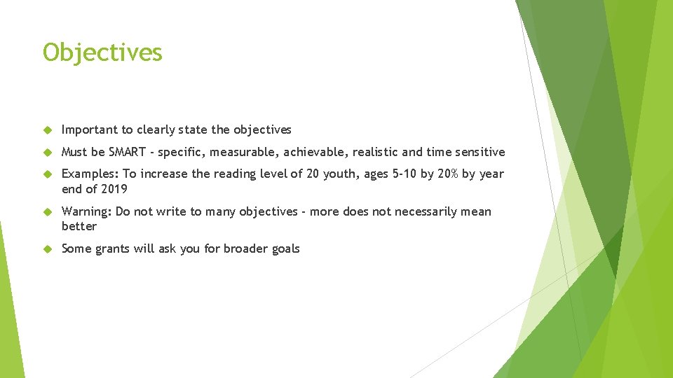 Stated Objectives Grant Writing Basics Workshop Innovative Grant Application QA