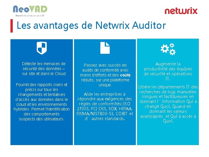 Les avantages de Netwrix Auditor Détecte les menaces de sécurité des données – sur Les avantages de Netwrix Auditor Détecte les menaces de sécurité des données – sur