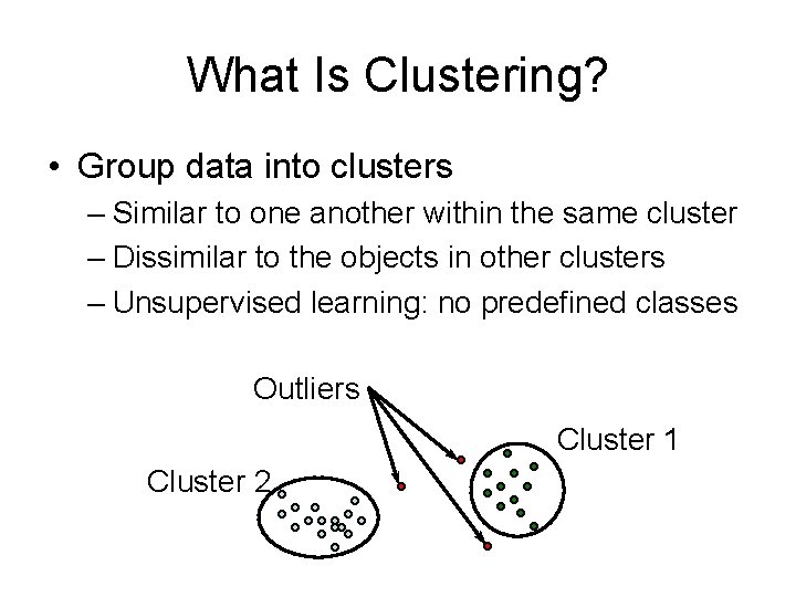 What Is Clustering? • Group data into clusters – Similar to one another within