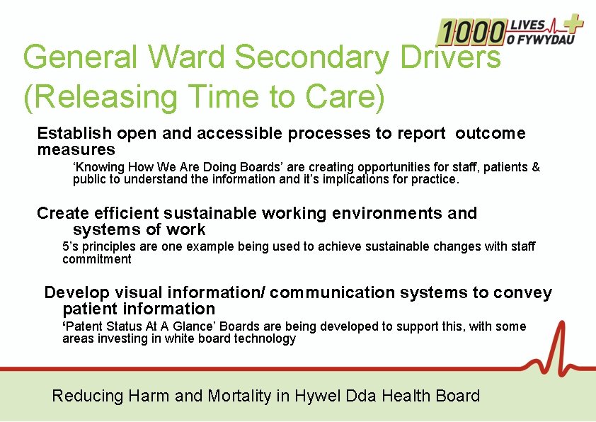 General Ward Secondary Drivers (Releasing Time to Care) Establish open and accessible processes to General Ward Secondary Drivers (Releasing Time to Care) Establish open and accessible processes to