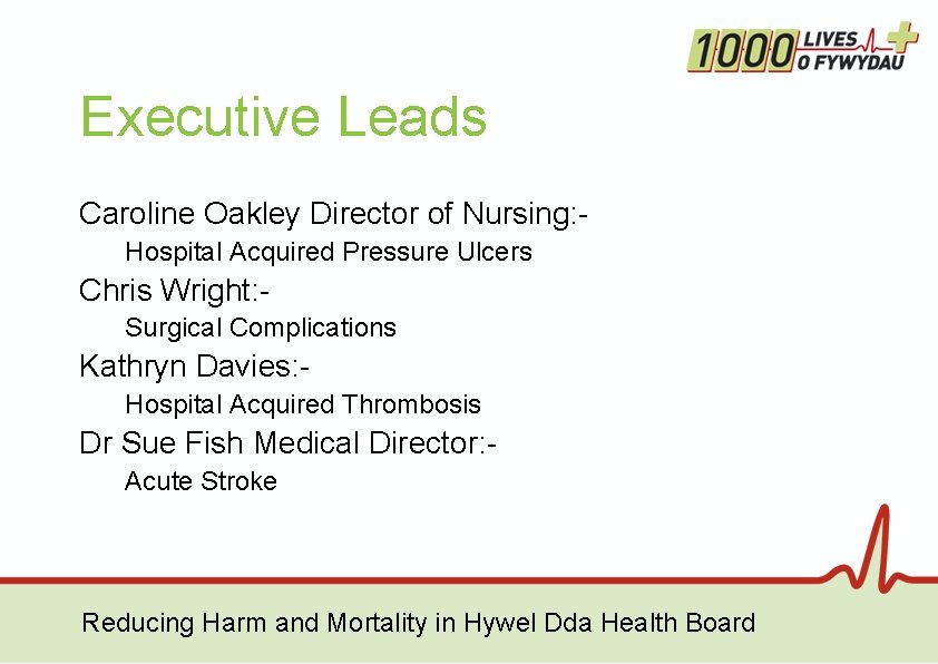 Executive Leads Caroline Oakley Director of Nursing: Hospital Acquired Pressure Ulcers Chris Wright: Surgical Executive Leads Caroline Oakley Director of Nursing: Hospital Acquired Pressure Ulcers Chris Wright: Surgical