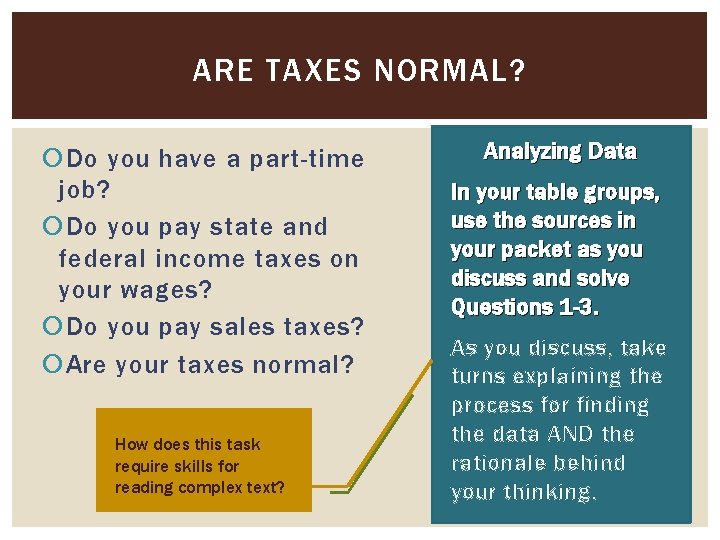 ARE TAXES NORMAL? Do you have a part-time job? Do you pay state and