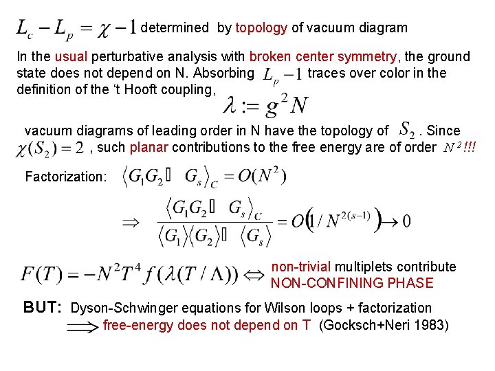 determined by topology of vacuum diagram In the usual perturbative analysis with broken center