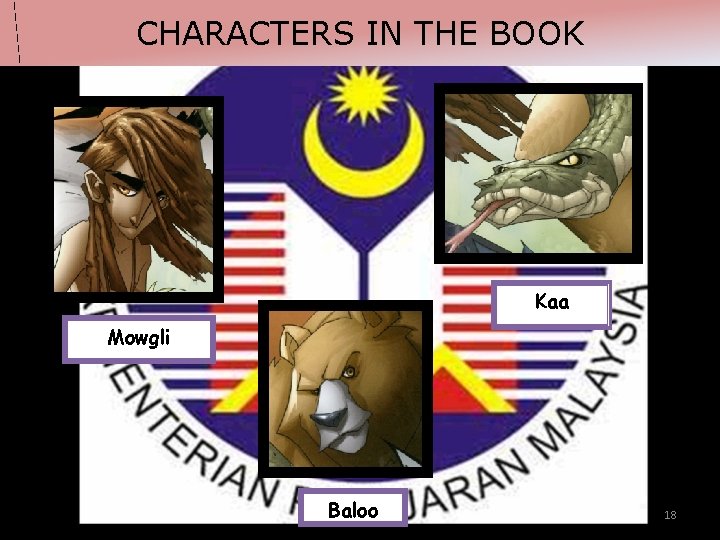 CHARACTERS IN THE BOOK Kaa Mowgli Baloo 18 