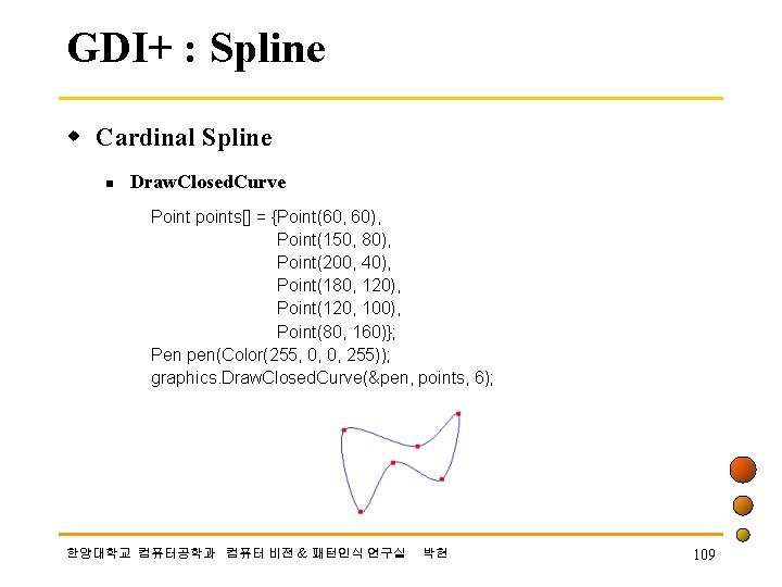 GDI+ : Spline w Cardinal Spline n Draw. Closed. Curve Point points[] = {Point(60,