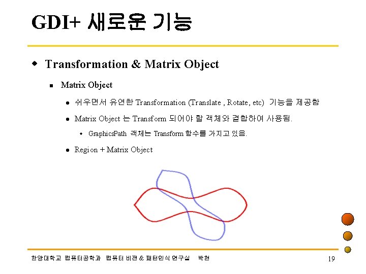 GDI+ 새로운 기능 w Transformation & Matrix Object n Matrix Object l 쉬우면서 유연한