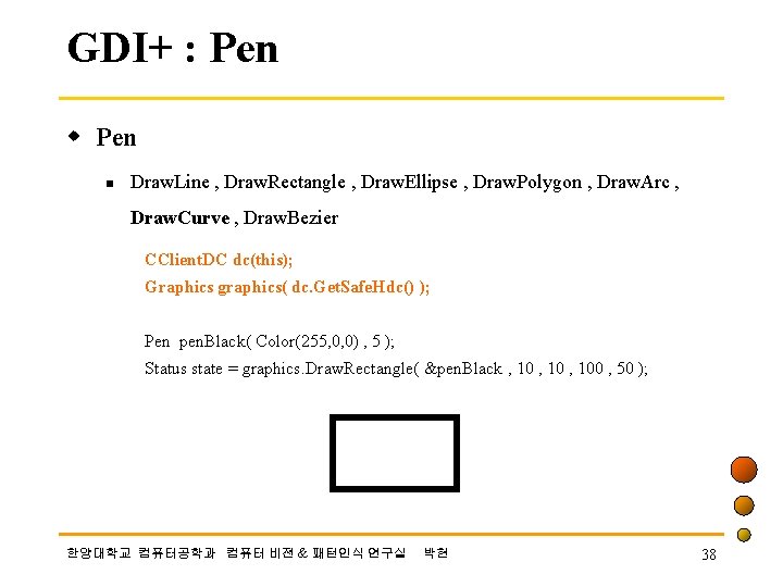GDI+ : Pen w Pen n Draw. Line , Draw. Rectangle , Draw. Ellipse