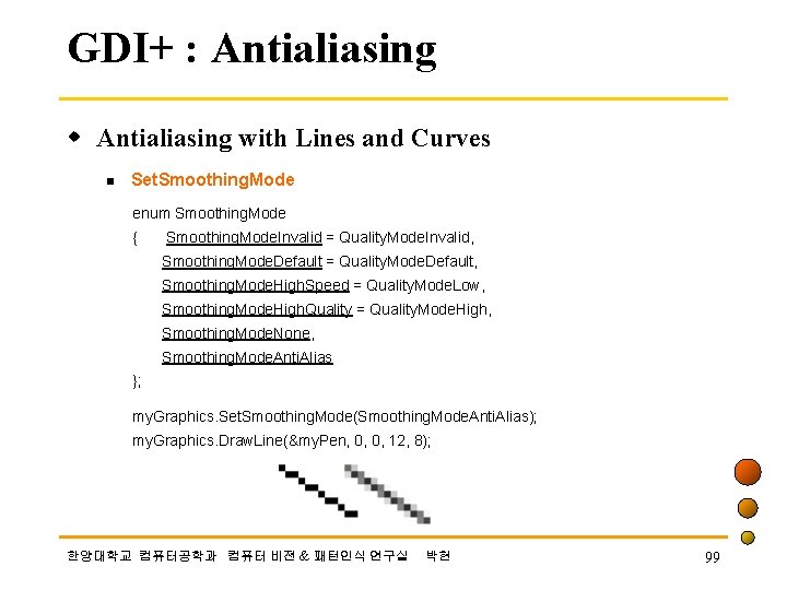 GDI+ : Antialiasing with Lines and Curves n Set. Smoothing. Mode enum Smoothing. Mode