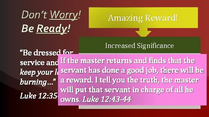 Don’t Worry! Be Ready! Amazing Reward! Increased Significance Yet Optial “Be dressed for returns