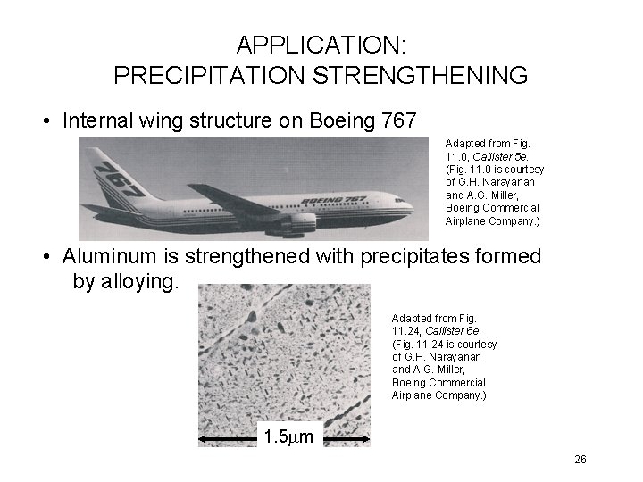 APPLICATION: PRECIPITATION STRENGTHENING • Internal wing structure on Boeing 767 Adapted from Fig. 11.