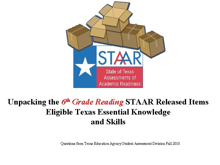 Unpacking the 6 th Grade Reading STAAR Released Items Eligible Texas Essential Knowledge and Unpacking the 6 th Grade Reading STAAR Released Items Eligible Texas Essential Knowledge and