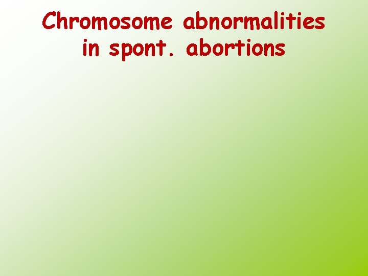 Chromosome abnormalities in spont. abortions 