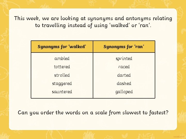 This week, we are looking at synonyms and antonyms relating to travelling instead of