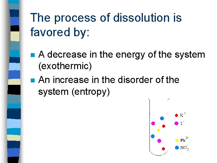 The process of dissolution is favored by: n n A decrease in the energy