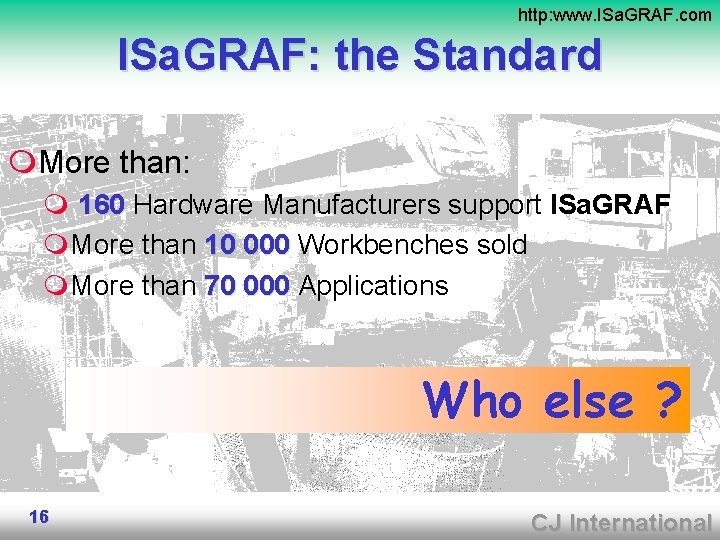 http: www. ISa. GRAF. com ISa. GRAF: the Standard m. More than: m 160