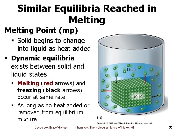Similar Equilibria Reached in Melting Point (mp) § Solid begins to change into liquid