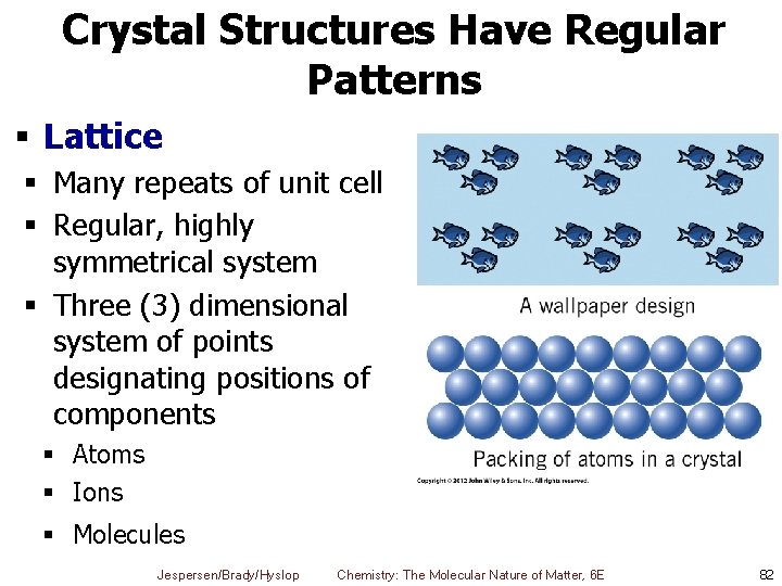 Crystal Structures Have Regular Patterns § Lattice § Many repeats of unit cell §