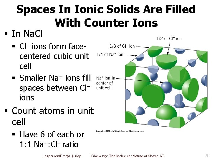 Spaces In Ionic Solids Are Filled With Counter Ions § In Na. Cl §