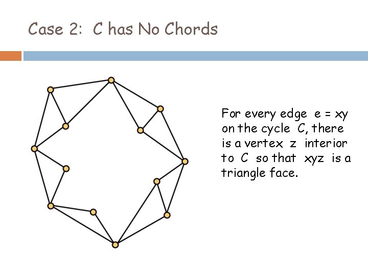 Case 2: C has No Chords For every edge e = xy on the