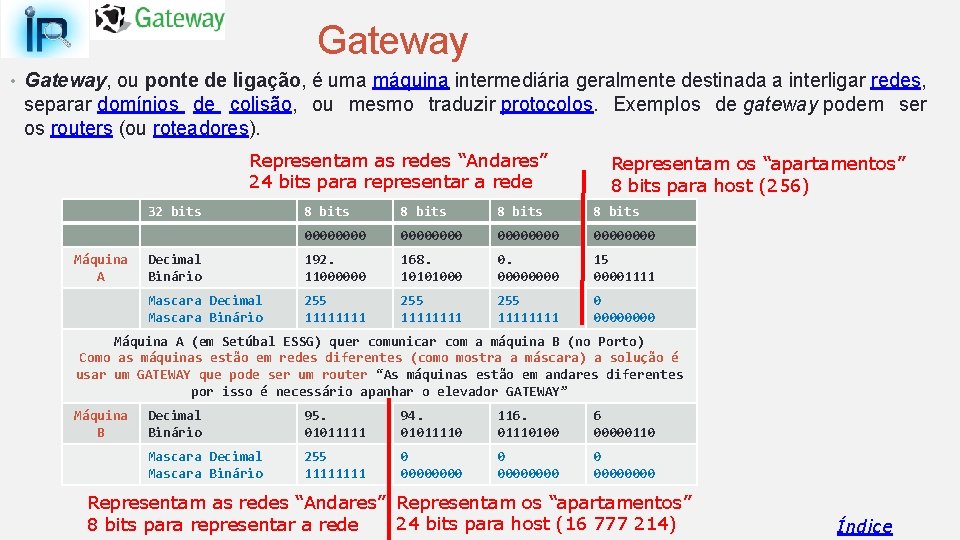 Gateway • Gateway, ou ponte de ligação, é uma máquina intermediária geralmente destinada a