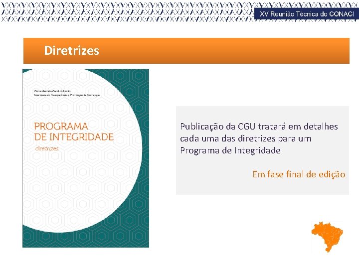 Diretrizes Publicação da CGU tratará em detalhes cada uma das diretrizes para um Programa